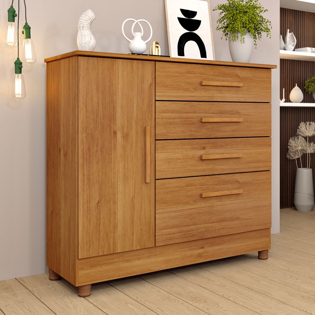 Cômoda Summit 1 Porta 4 Gavetas - Pnr Móveis em Oferta na Shopee