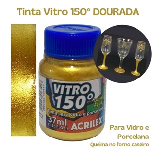 Tinta Ouro / Dourada Vitro 150º - 37ml Acrilex Vidro Porcelana em Oferta na Shopee