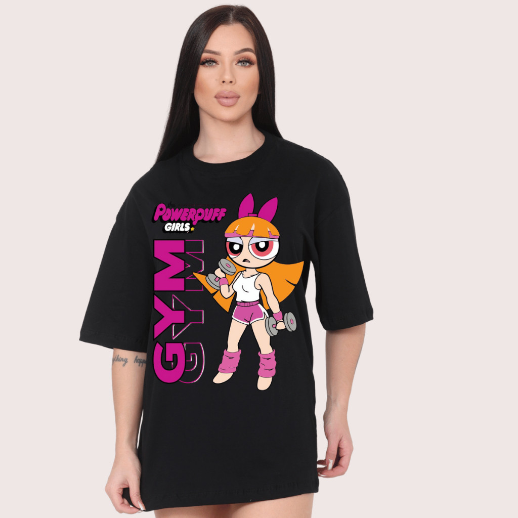 Camiseta Feminina 100% Algodão Estampa Meninas Superpoderosas Academia Estilosa  Fitness Casual