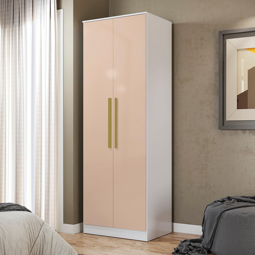 Guarda-Roupa 2 Pts 2 Gvts Kappesberg Adapt Branco/Macadâmia em Oferta na Shopee