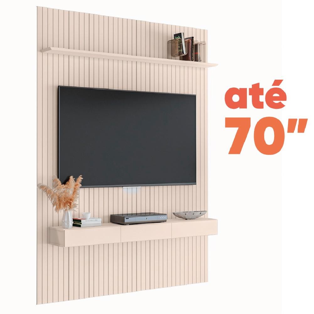 Painel para TV até 70 Polegadas 1,80x2,40m Ripado com Nicho Arbo Off White EDN em Oferta na Shopee