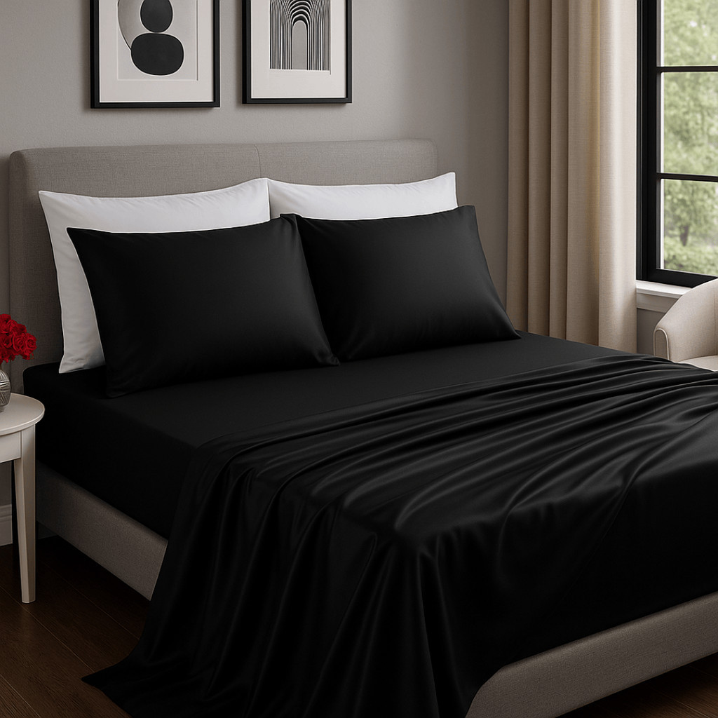 Jogo De Lençol Cetim 4 Peças Casal Queen King Confortável Toque Macio Elegante Luxo Enxoval Completo Para Cama