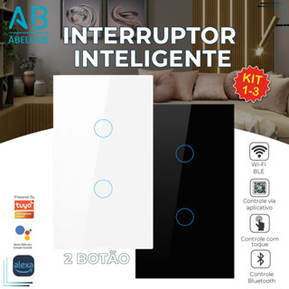 Interruptor Inteligente de Toque Wifi Com 2 Botões Controle por Aplicativo Alexa Tuya e Google em Oferta na Shopee