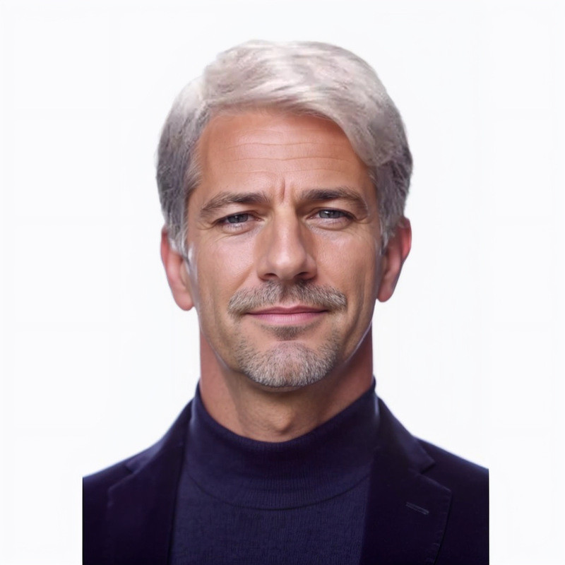 Peruca de peruca masculina de meia-idade idosos cinza branco parcial peruca de cabelo