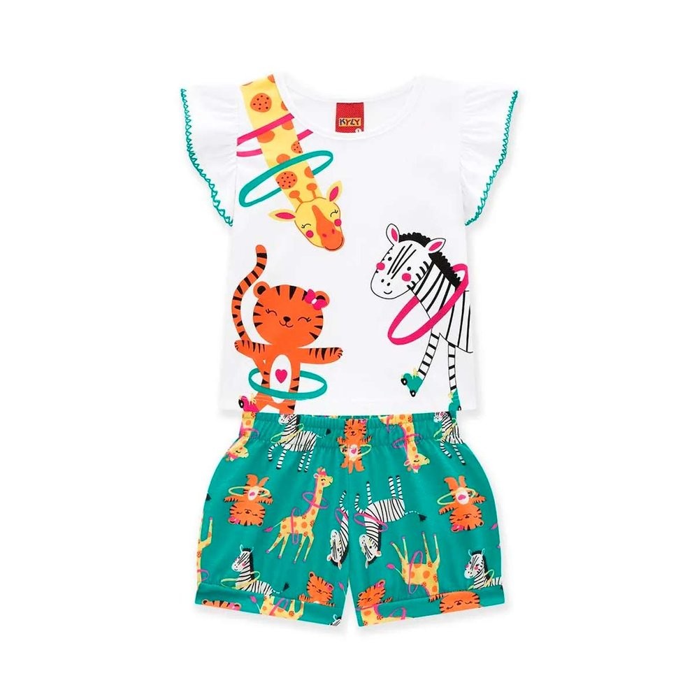 Conjunto Bebê Menina Blusa e Short Bichinhos -Kyly em Oferta na Shopee