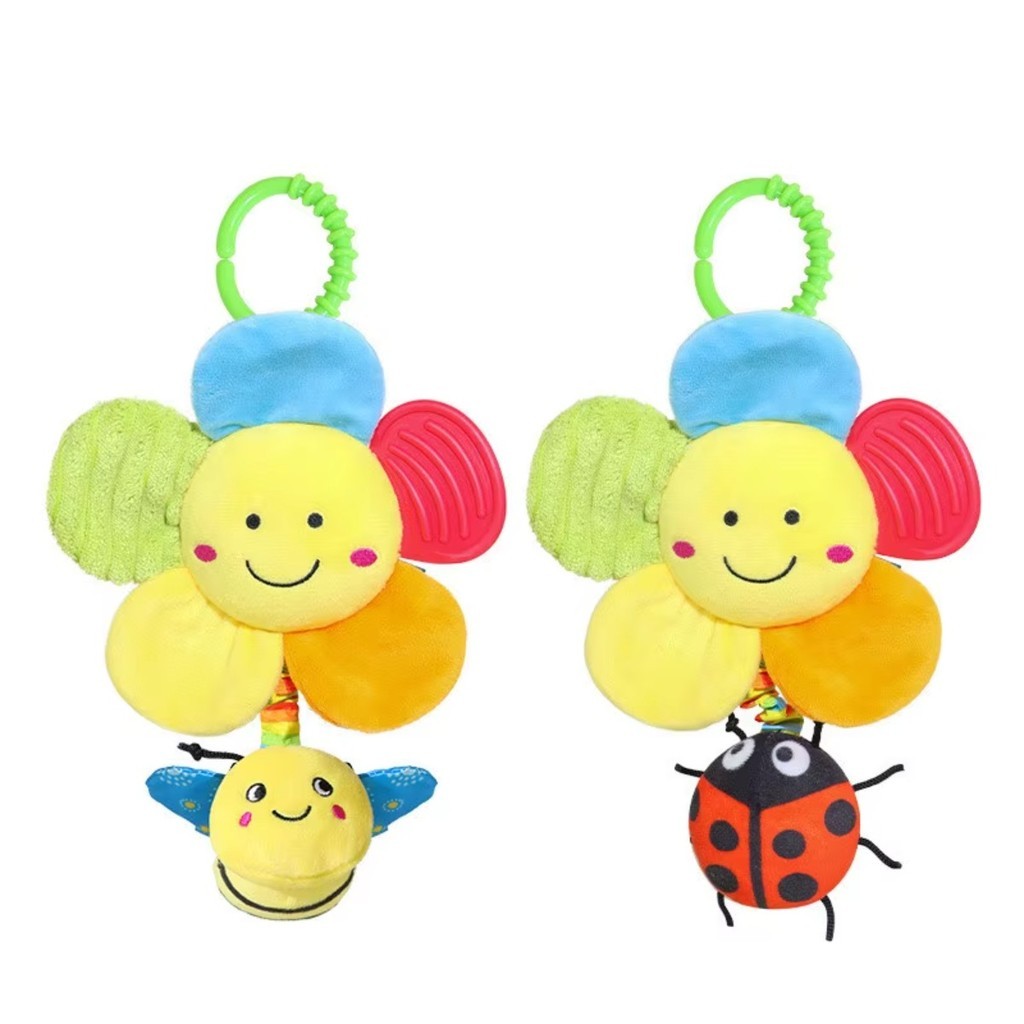 Balanço de bebê com pingente de flor, girassol, sino de cama, brinquedo de pelúcia, chocalho, presente de bebê