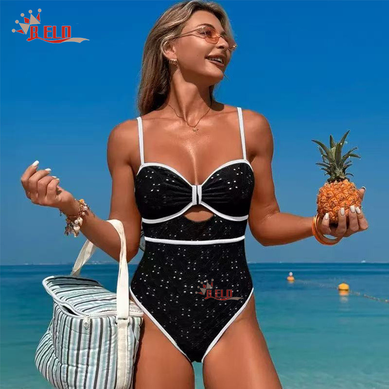 Maiô Inteiriço Estilo Bikini Feminino com Detalhes em Renda para Praia - Verão