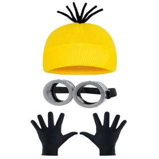 3 Pçs Acessórios De Fantasia De Halloween Chapéus Mulheres Homens Steampunk Óculos Cosplay Festa Conjunto Gorro Amarelo 