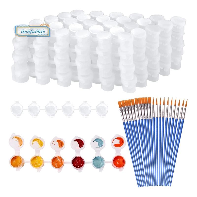 20 Tiras 120 Potes De Pintura Vazias E 20 Peças Pincéis , Copo Recipientes De Armazenamento De Plástico Transparente , 3 em Oferta na Shopee