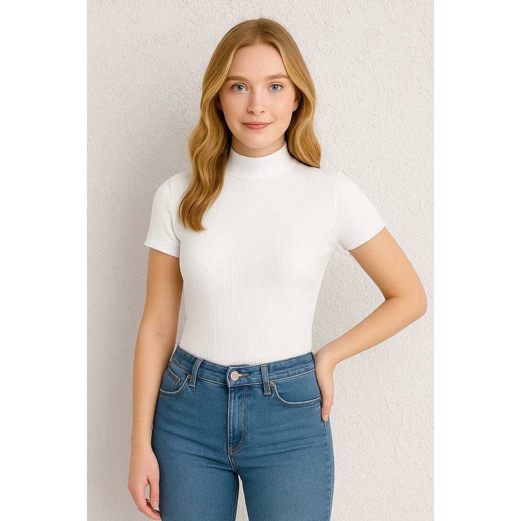 blusa blusinha feminina canelada elastano gola alta manga curta blog lançamento