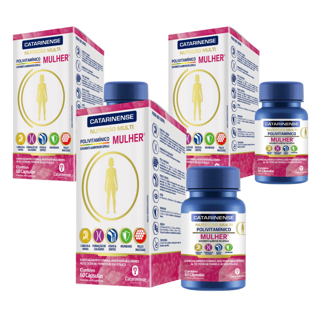 Kit 3 Polivitamínico Mulher Com 60 Cápsulas - Catarinense