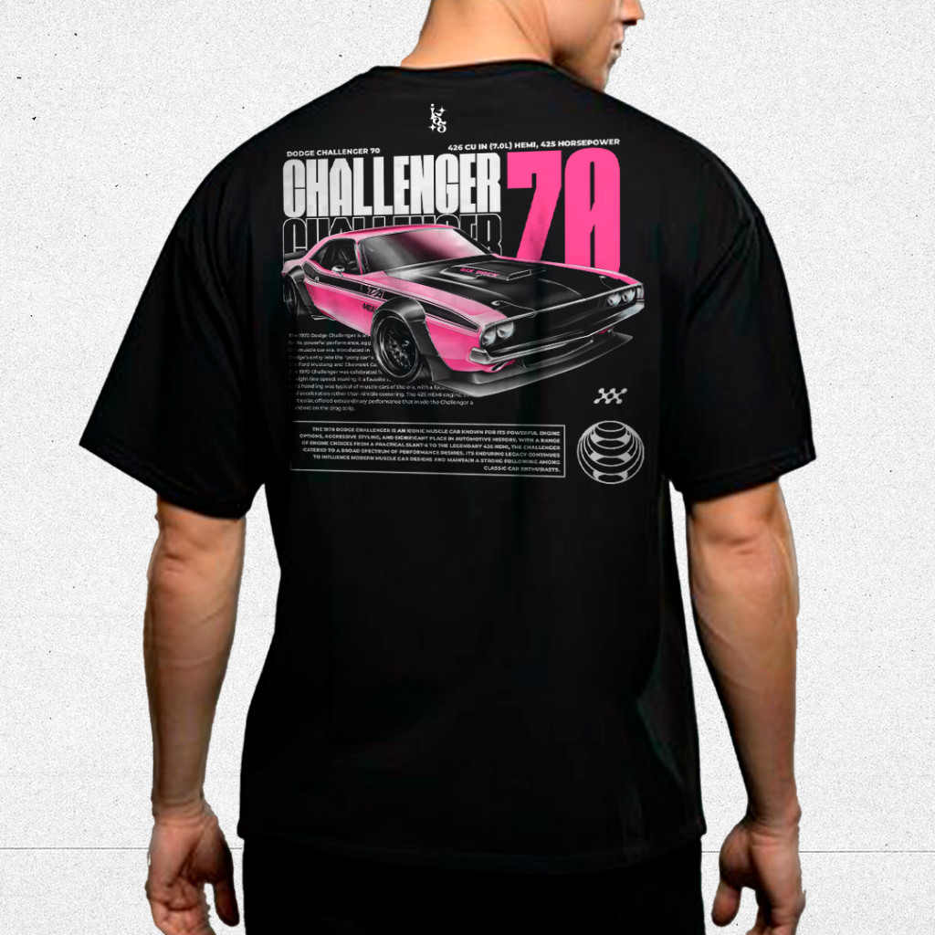 Camiseta Dodge Challenger 70 Estampa Carro Esportivo Clássico Muscle Car Camisa Streetwear Algodão