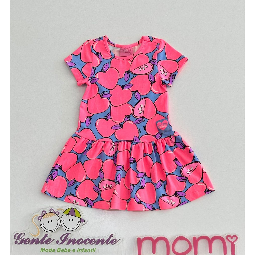 VESTIDO 1/8 MOMI MAÇÃS NEON MOMI