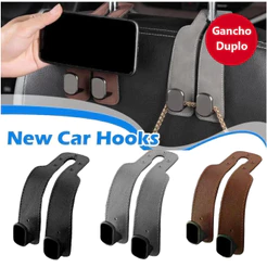 Gancho Universal Para Encosto De Cabeça De Assento De Carro-Duplo Couro Premium , Cabide De Liga Grande Com Suporte