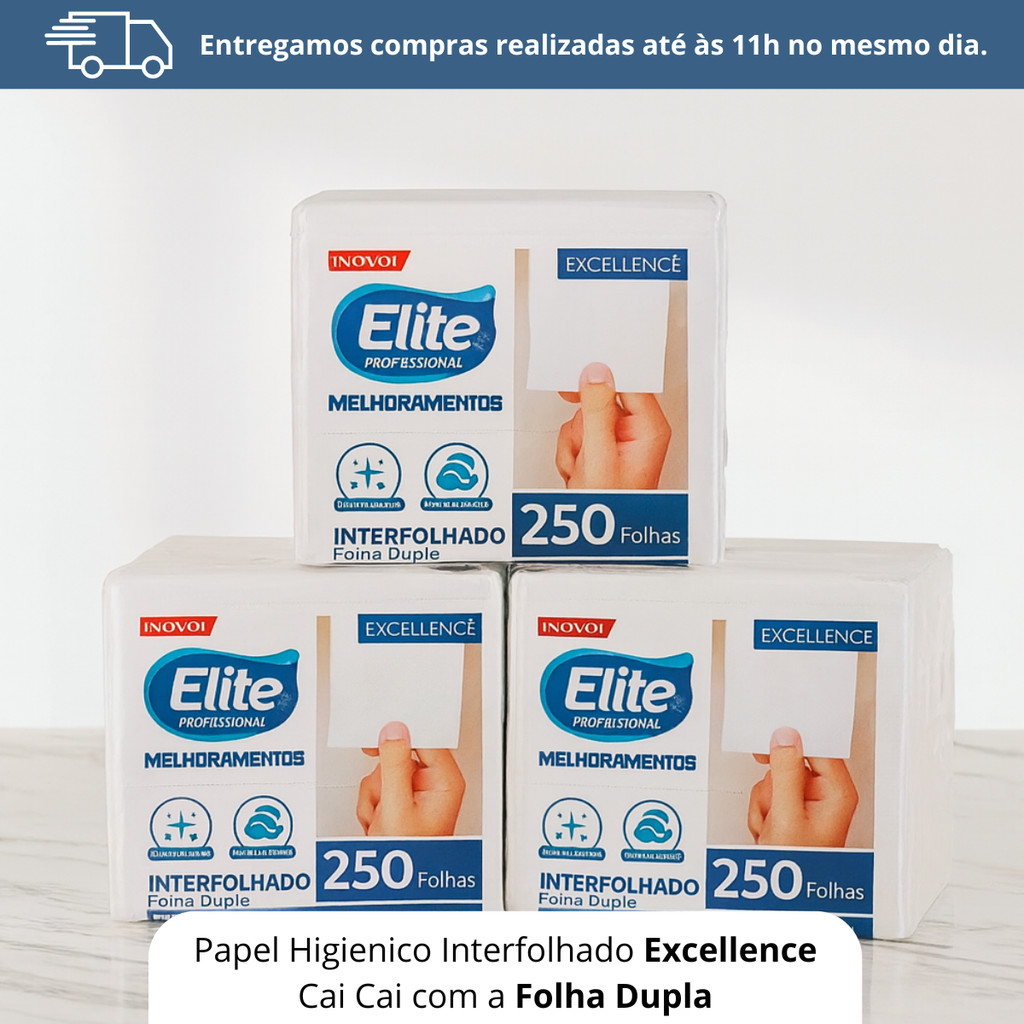 Papel Higiênico Interfolhado Elite Excellence, Folha Dupla – Kit Econômico com até 48 Pacotes