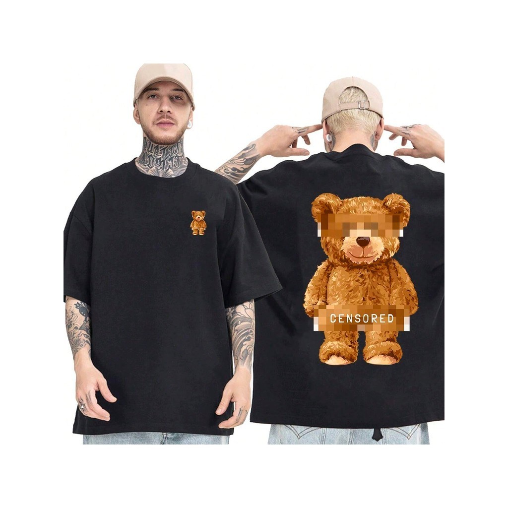 Camiseta OVERSIZED Preta StreetWear Gola em Ribanna Alta Plus Size Modelo: "CENSURED" ! !