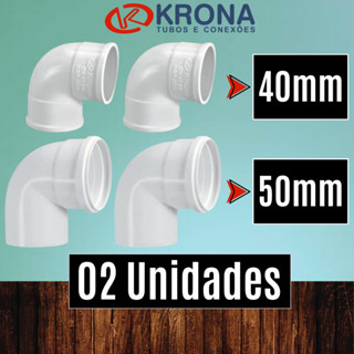 PCT 02 Unds Joelho 40mm e 50mm esgoto branco 90 graus – Krona em Oferta na Shopee