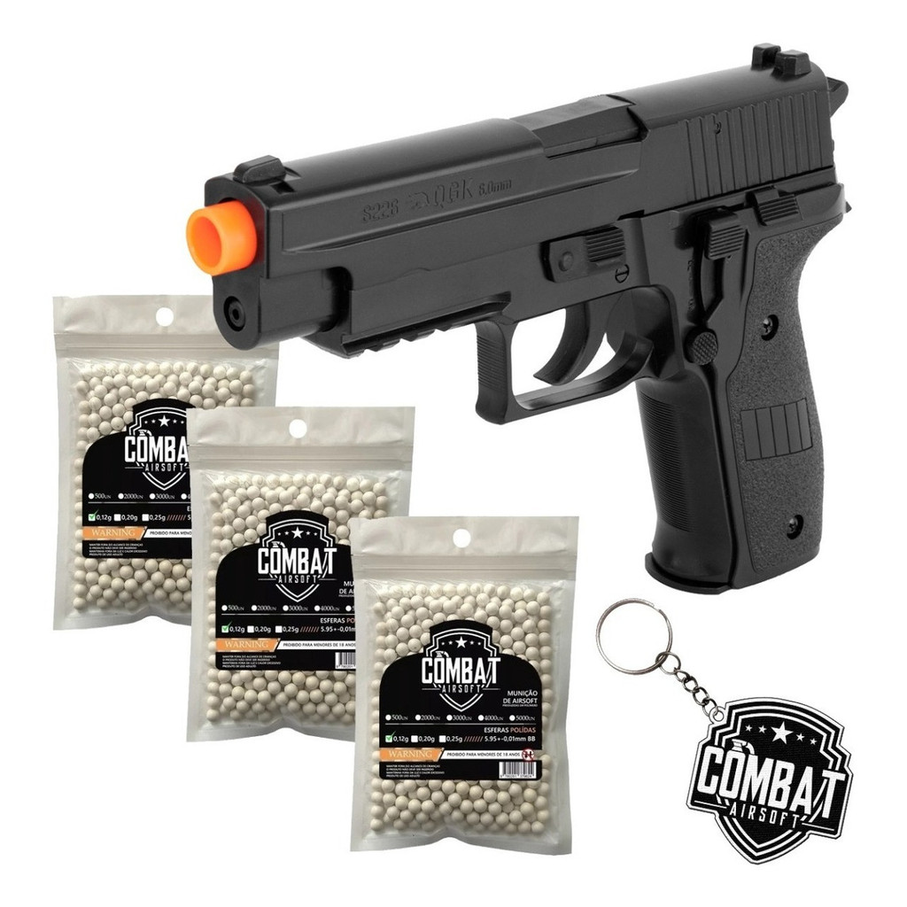 Pistola Airsoft Spring Kwc / Qgk S226 P226 +3000bbs + Brinde em Oferta na Shopee