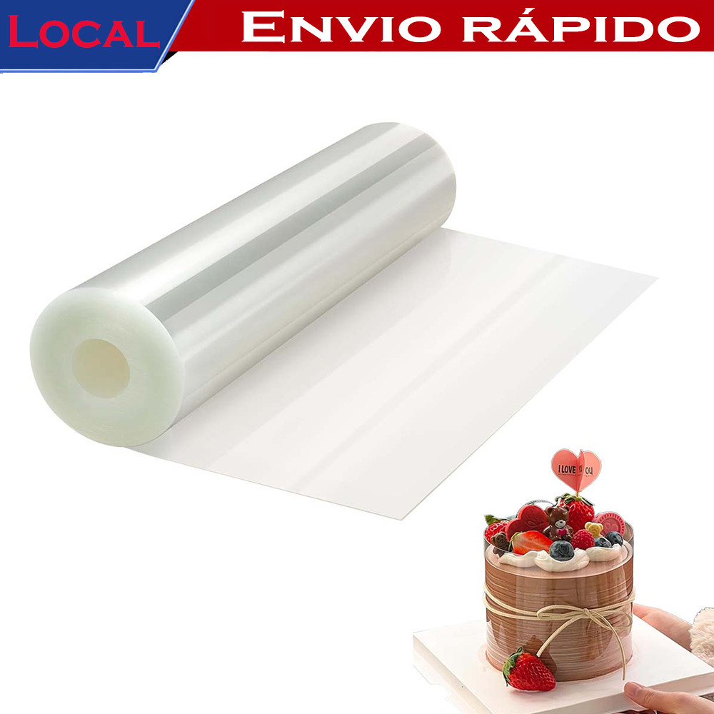 Rolo de acetato transparente 15cm x 10m para bolo – Folha de Acetato DIY, Borda Envolvente, Decoração de Panificação