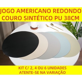 Jogo Americano Redondo Couro Sintético PU 38cm Antiderrapante Mesa Jantar Descanso Kit 2, 4 ou 6 Un em Oferta na Shopee