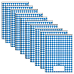 Caderno Brochura 1/4 Capa Dura 48 Folhas Stiff Azul Xadrez - Pacote com 10 unidades