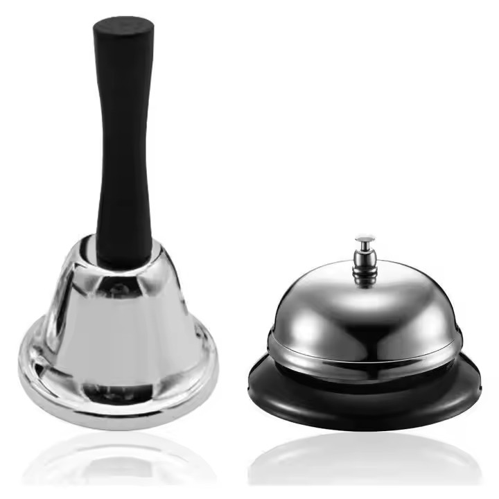 Kit Campainha de Mesa Sino Sineta Inox Ideal Restaurantes Hotéis Lojas Escritórios Bacão Bar Garçon em Oferta na Shopee