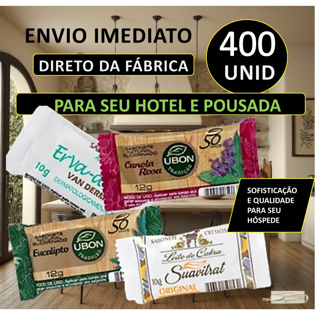 Mini Sabonetes UBON Amenities 400 Unid para Hotéis, Pousadas, Spas e Clubes – Higiene e Conforto