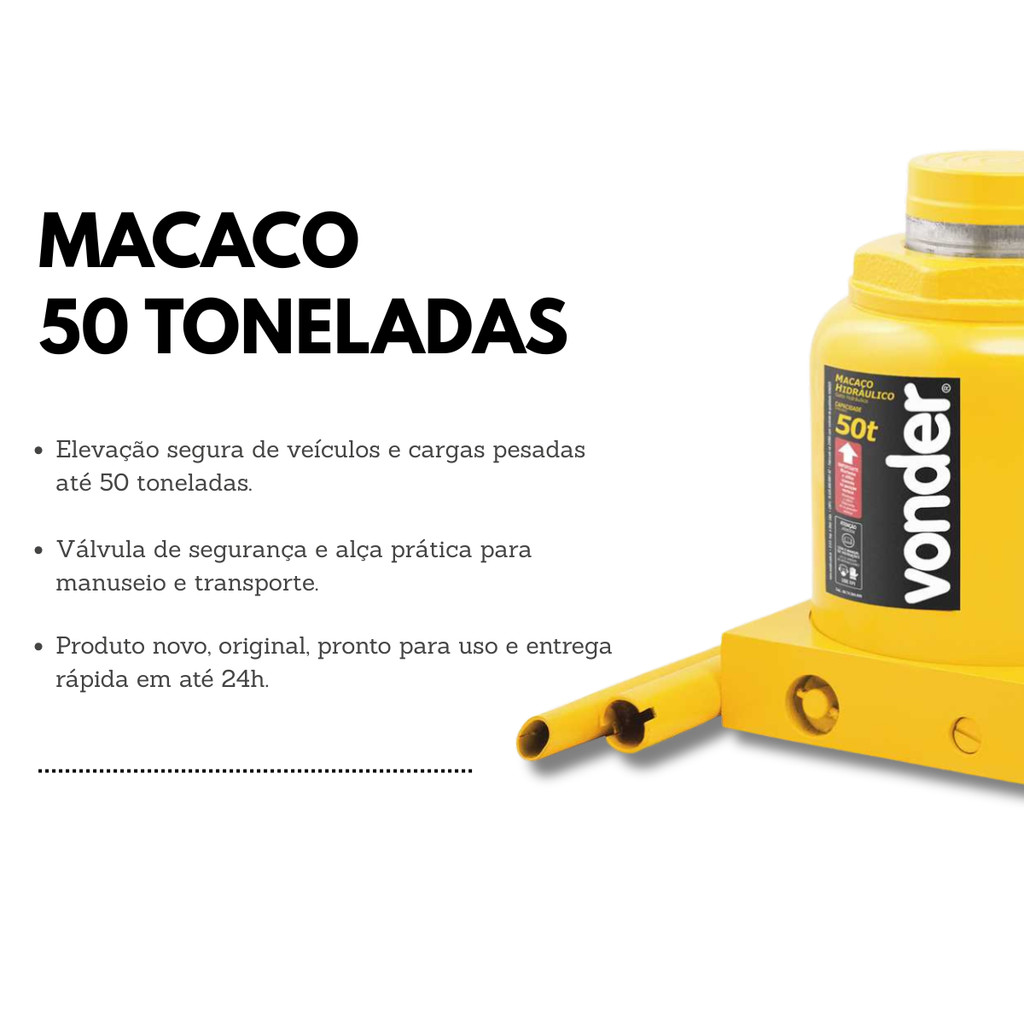 Macaco Hidráulico Vonder 50 Toneladas – Tipo Garrafa Para Veículos e Máquinas Pesadas