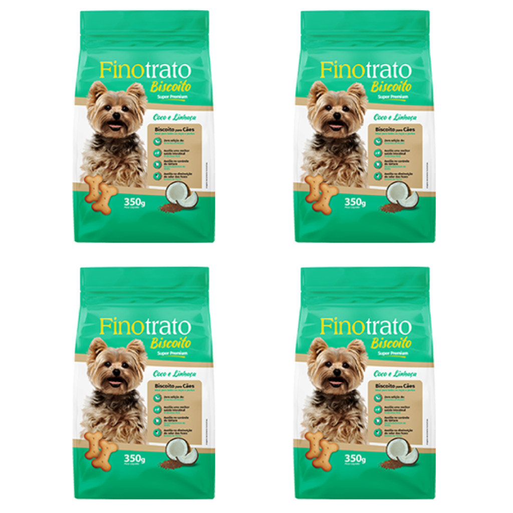 Kit 4 Biscoitos Finotrato Coco com Linhaça para Cães 350 g