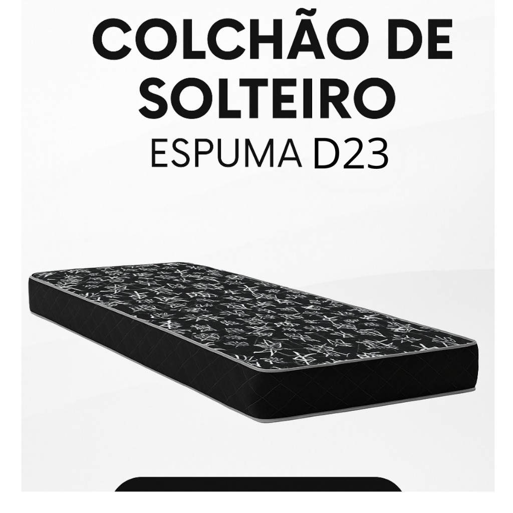 Colchão Solteiro Espumas D23 Conforto P/Dormir Tampo Preto 1,88 x 78 x 12 cm em Oferta na Shopee