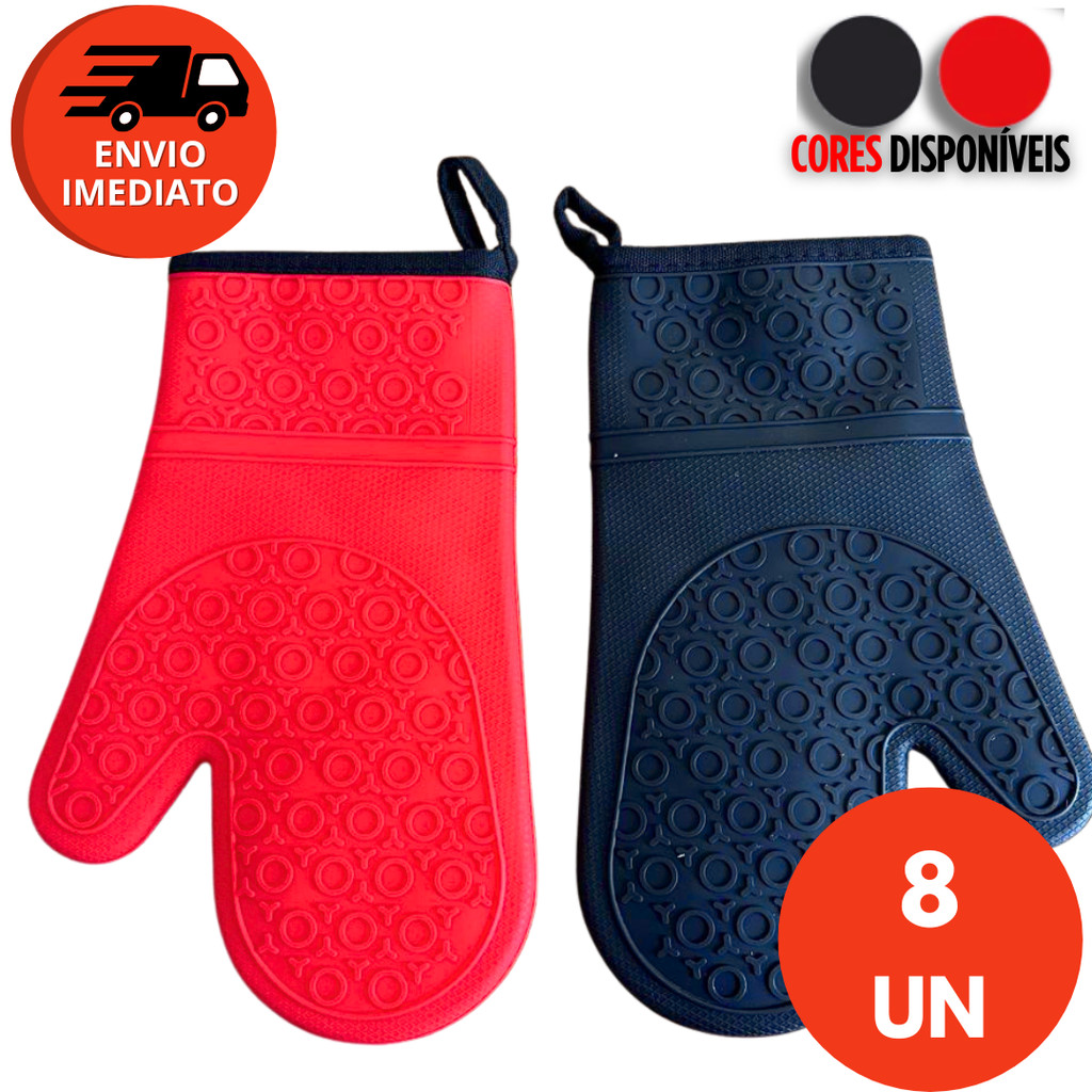 Kit Luva Térmica Silicone Com Forro Cozinha Forno E Fogão Segurança Proteção Punho em Oferta na Shopee