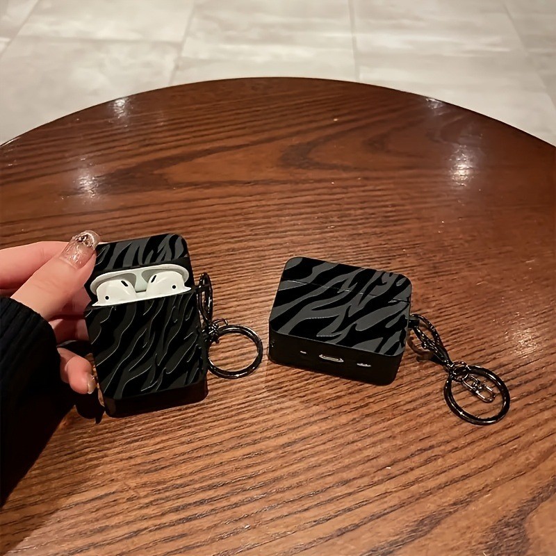 Capa Preta Com Padrão Zebra Para AirPods Pro2/Pro , De Fone De Ouvido Bluetooth 3 4 1/2 Chaveiro Macia