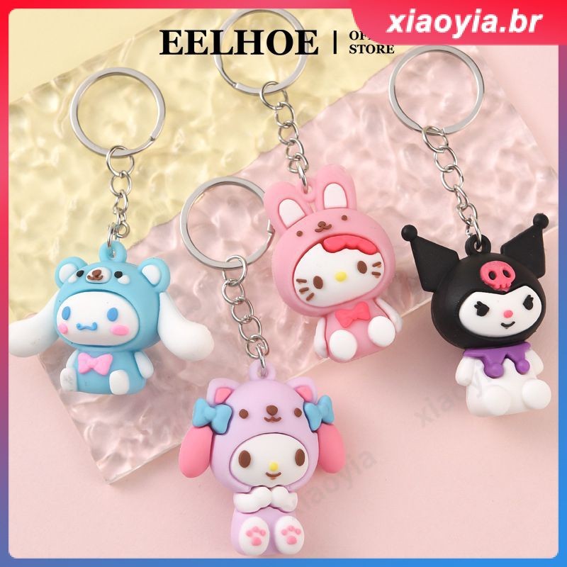 EELHOE fofo Hello Kitty Cinnamoroll Kuromi chaveiro de acrílico para meninas xiaoyia.br