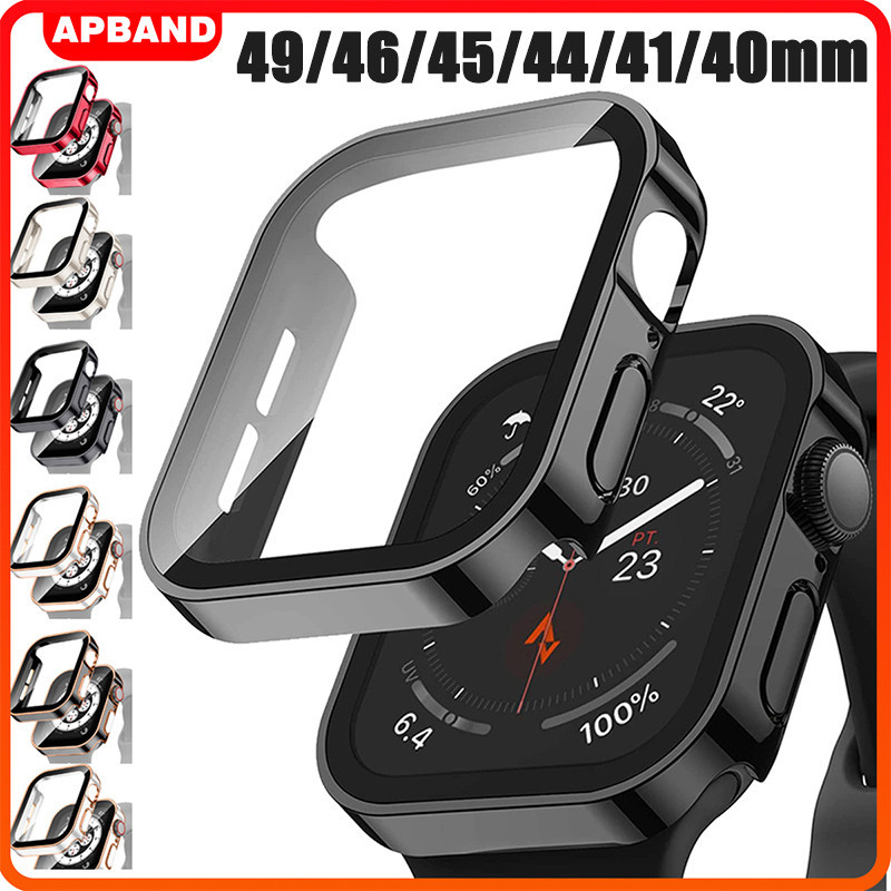 Capinha Capa Case De PC Com Vidro Para Apple Watch Ultra/SE 3 2 Iwatch Series 11 10 9 8 7 6 49 46 45 44 42 41 40mm em Oferta na Shopee