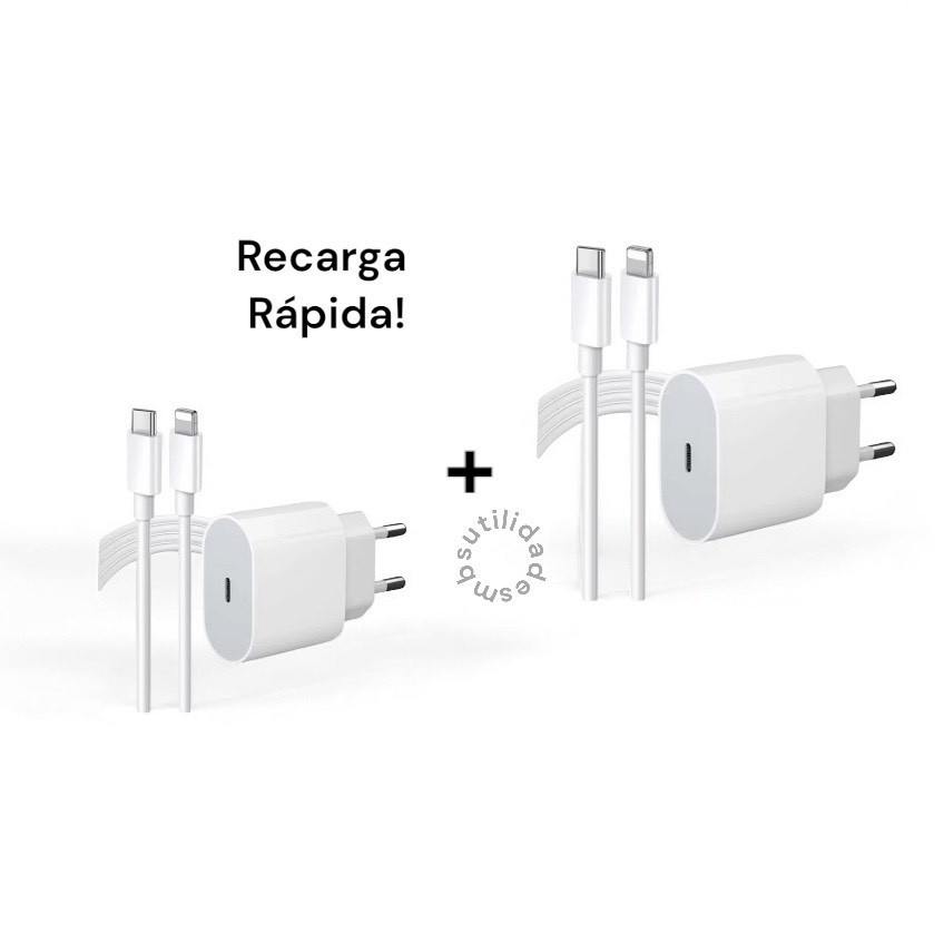 Kit 2 Carregadores Turbo De iPhone Fonte com Cabo Carregamento Rápido 35W