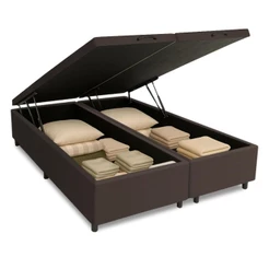 Cama Box Com Baú King 1,93m Prince Suede Marrom