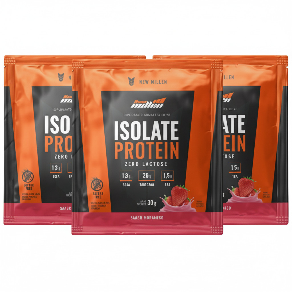 KIT 3 WHEY ISOLADO PROTEIN MORANGO SACHE 25G PROTEINA