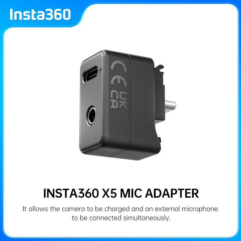 Insta360 X5 Adaptador De Microfone Extensão Entrada De Áudio Montagem Porta USB-C Para Insta 360 X5 Acessórios Originais