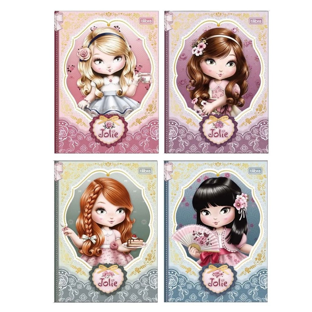 Caderno Jolie Brochura Colegial Jolie 160 Folhas Decoradas - Tilibra
