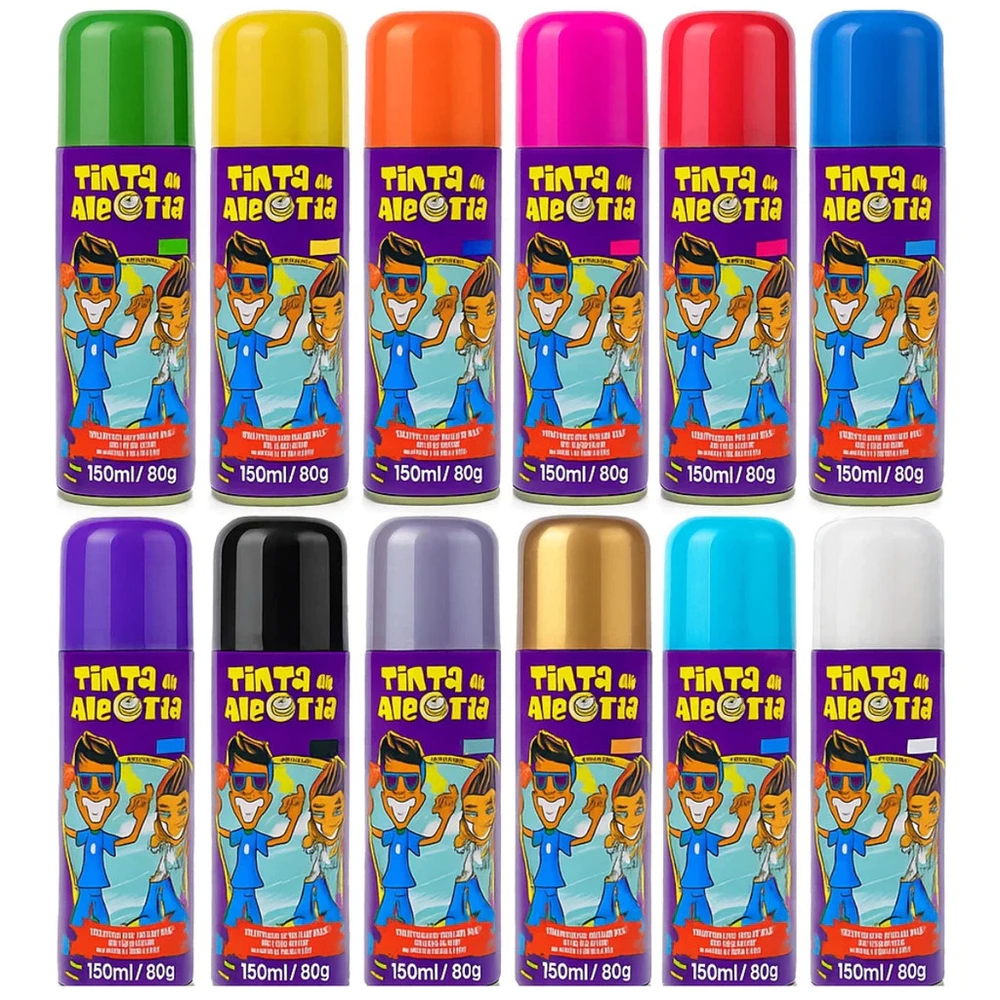 Tinta Spray para Cabelo 150ml Coloração Temporária Infantil Adulto Cabelo Maluco Carnaval Festa