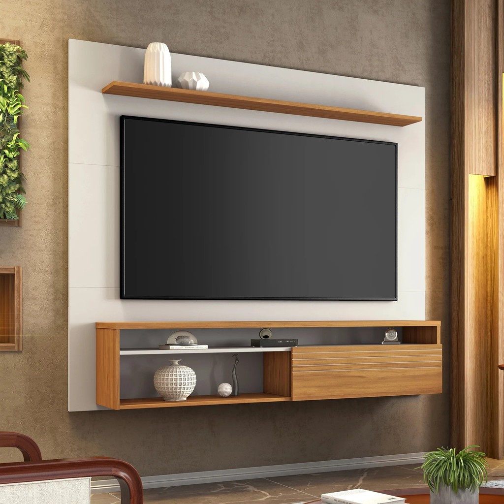 Painel Tv Até 60 Polegadas Nt 1100 Off White/Freijó Trend — R$ 499,98 em Shopee