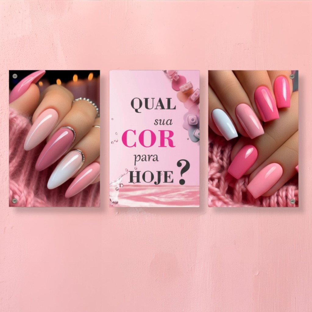 Placas Decorativa Nail Designer Manicure Unha Esmalte Salao Beleza Recepcao Spa Quadro Pedicure Lash