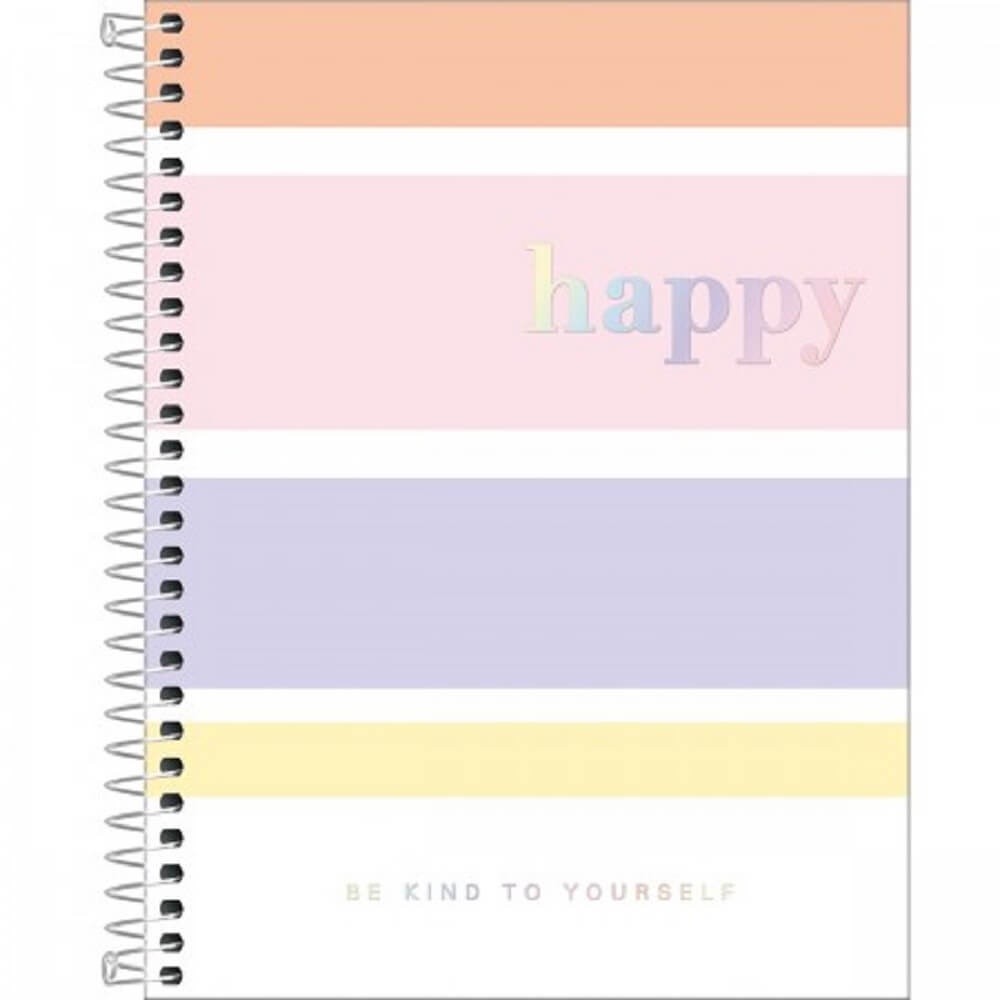 Caderno Espiral Capa Dura Colegial Médio (B5) 1 Matéria Happy Color 80 Folhas - Tilibra
