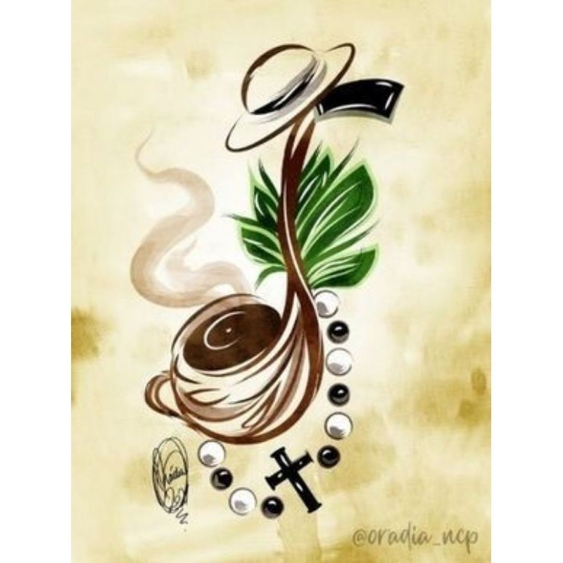 QUADRO DECORATIVO PLACA MDF-DESENHO DO CACHIMBO TERÇO E CHAPÉU