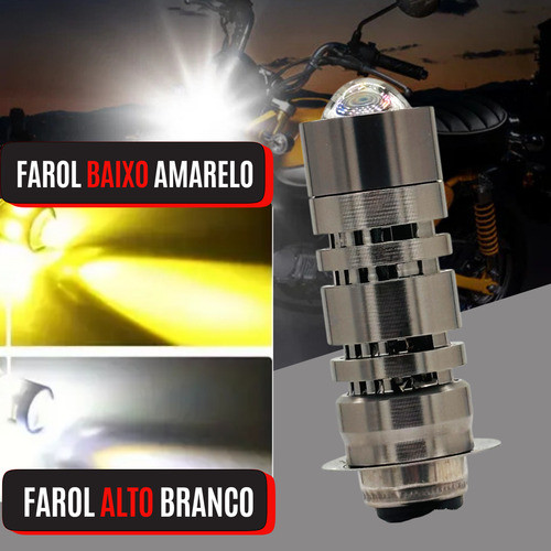 Detalhes do Lâmpada Led M5 H6 Biz 110i 125 Pop 100 Bros Olho De Peixe Cinza-escuro Amarelo/branco