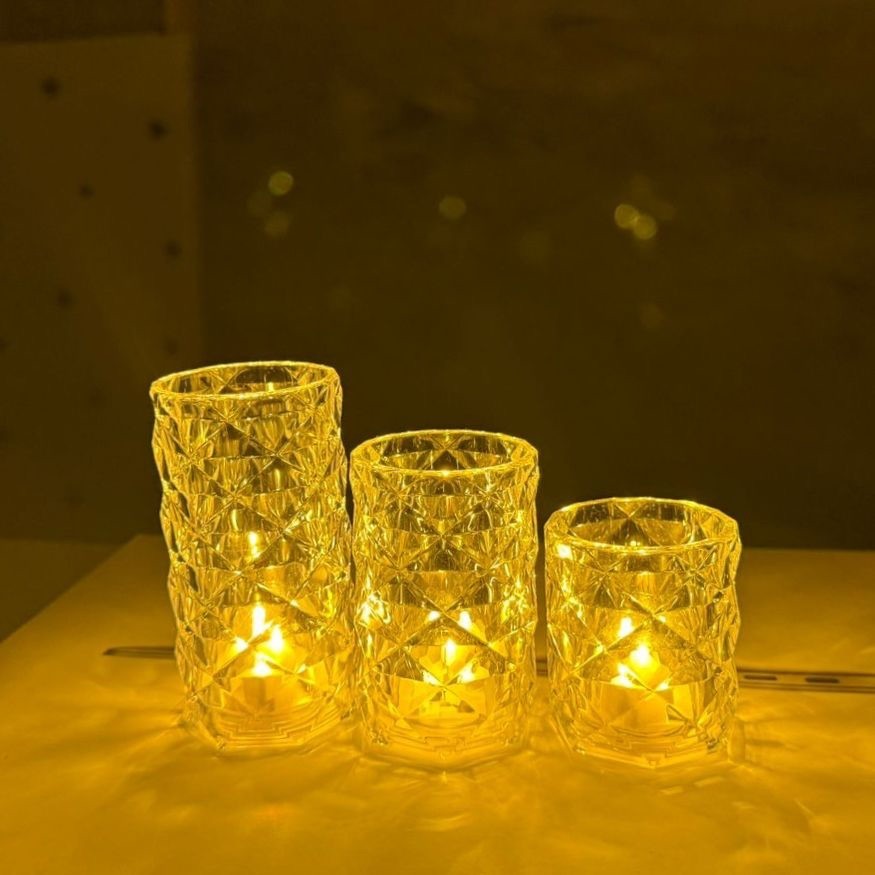 Vela Decorativa Led Luminária De Mesa Elegante Castiçal Transparente em Oferta na Shopee