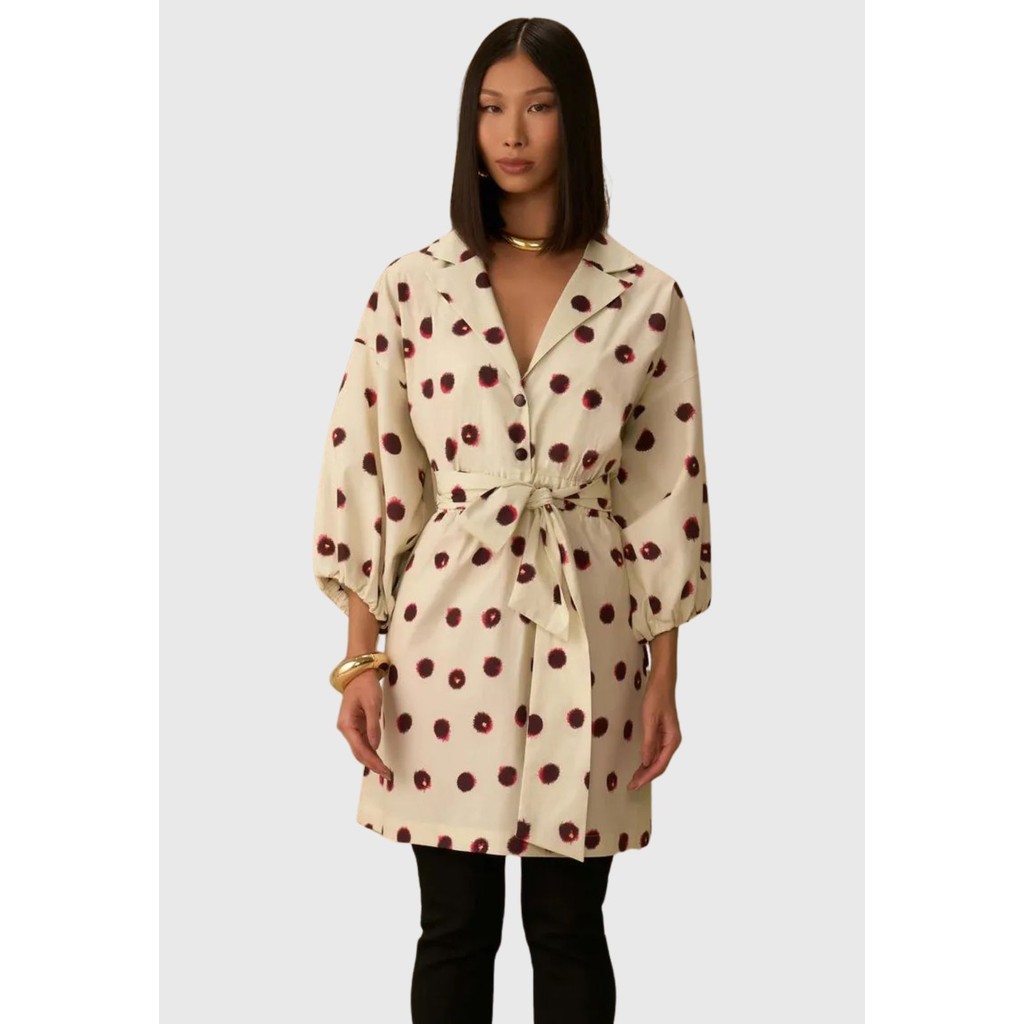 Vestido Ajustado com Decote V e Manga Longa Curto Maria Valentina