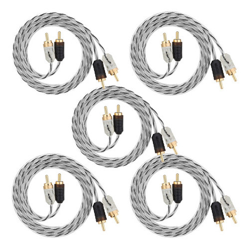 KIT 5 CABOS RCA INJETADO 1 METRO TARAMPS PARA SOM AUTOMOTIVO em Oferta na Shopee