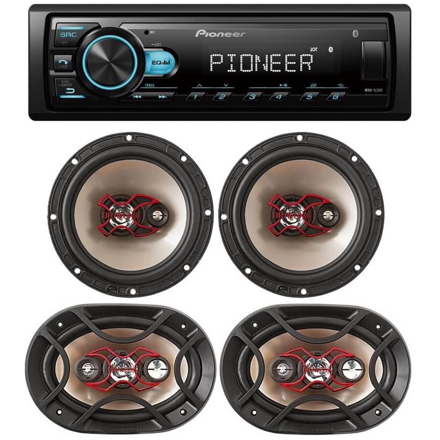 Som Mp3 Pioneer Bluetooth + 4 Alto Falantes Bravox 6 E 6x9
