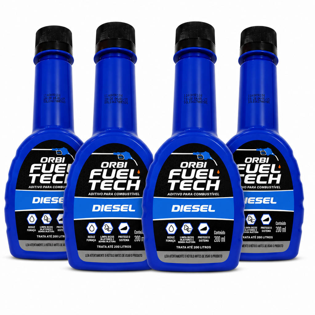 Kit 4 Aditivo Combustível Diesel Orbi Fuel Tech Limpa Bicos 200ml